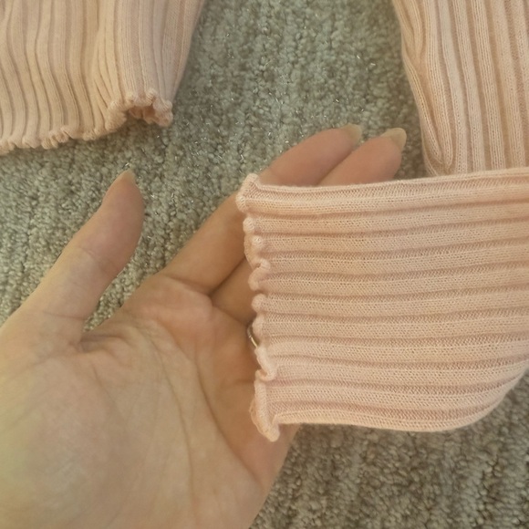Pink Ribbed Button-Up Cardigan/TOP - Picture 3 of 3